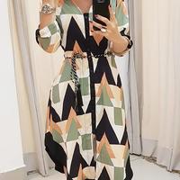 Casual Print Long Sleeve Dress - Thumbnail 2