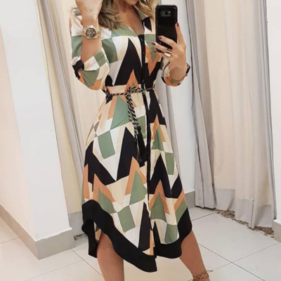 Casual print long sleeve dress