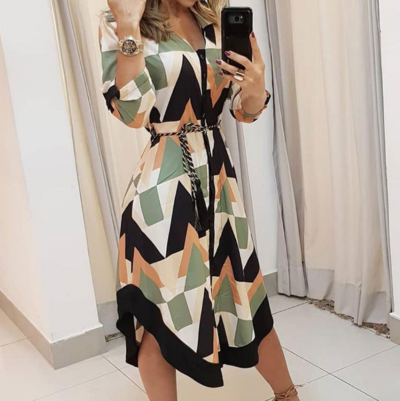 Casual Print Long Sleeve Dress