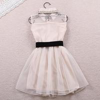 Sleeveless Fashion Bow Belt Dress - Thumbnail 4