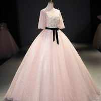 Pink tulle lace long ball gown dress fahion dress - Thumbnail 3