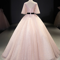 Pink tulle lace long ball gown dress fahion dress - Thumbnail 5