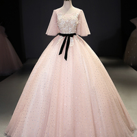 Pink tulle lace long ball gown dress fahion dress - Thumbnail 7