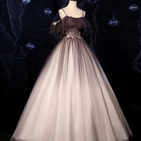 Stylish tulle long A line prom dress formal dress - Thumbnail 1