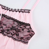 Cute 90s Light Pink Lace Sleeveless Ruffle Frill Tie Up Crop Top Camisole Tank Shirt Summer Party E-Girl Kawaii Korean Japanese Harajuku Streetwear - Thumbnail 7