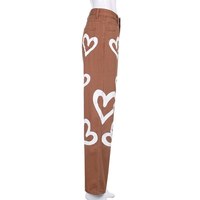 Cute 90s Vintage Heart Print Baggy Mom Jeans Denim High Waisted Trousers Pant Aesthetic Summer Party E-Girl Kawaii Korean Japanese Harajuku Streetwear - Thumbnail 6