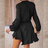 Women'S Solid Color Long Sleeve Fashion High Waist Dress - Thumbnail 5