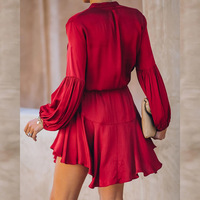Women'S Solid Color Long Sleeve Fashion High Waist Dress - Thumbnail 6