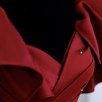 Burgundy satin long A line prom dress evening dress - Thumbnail 4