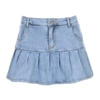 Cute High Waisted Pleated Denim Zipper Mini Skirt Blue Pink Bottoms Club Aesthetic Summer Party E-Girl Kawaii Korean Japanese Harajuku Streetwear - Thumbnail 4