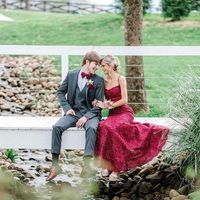 Mermaid Burgundy Lace Long Prom Dresses with Criss Cross Back - Thumbnail 2