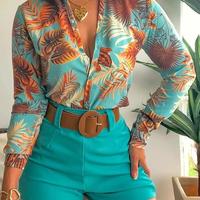 Long Sleeve Print Temperament Two-Piece Set - Thumbnail 2