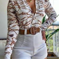 Long Sleeve Print Temperament Two-Piece Set - Thumbnail 3