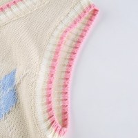 Cute Argyle Plaid Sleeveless V Neck Knit Sweater Sweatshirt Preppy Crop Top Pullover Aesthetic E-Girl Kawaii Korean Japanese Harajuku Streetwear - Thumbnail 7