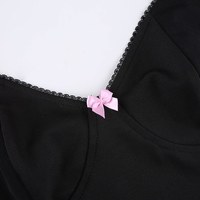 Sexy Pink Ribbon Bow Mesh Panel V Neck Crop Top Camisole Sleeveless Shirt Summer Goth Aesthetic E-Girl Kawaii Korean Japanese Harajuku Streetwear - Thumbnail 6