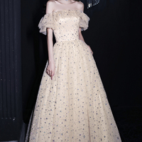 Shiny tulle sequins long A line prom dress evening dress - Thumbnail 7