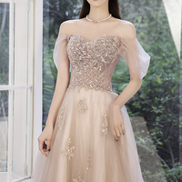 Stylish tulle sequins long prom dress evening dress - Thumbnail 1