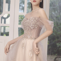 Stylish tulle sequins long prom dress evening dress - Thumbnail 2