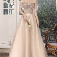 Stylish tulle sequins long prom dress evening dress - Thumbnail 7