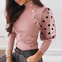Long Sleeve Chiffon Pink Knitted Top - Thumbnail 1