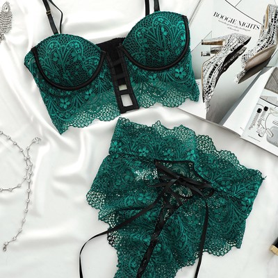 Women's sexy lace flower suit