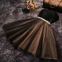  Cute grey/black strapless short prom dress, homecoming dress, bridesmaid dress - Thumbnail 5