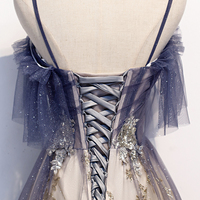 Cute tulle long A line prom dress evening dress - Thumbnail 2