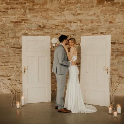 Simple V Neck White Soft Satin Wedding Dresses