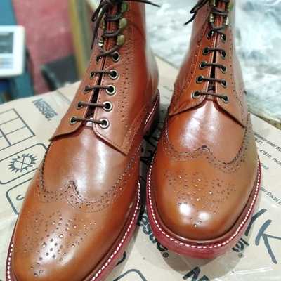 New handmade brown ankle high leather dress boots - Thumbnail 2