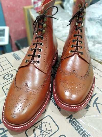 New Handmade Brown Ankle High Leather Dress boots