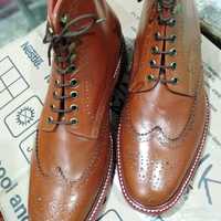 New Handmade Brown Ankle High Leather Dress boots - Thumbnail 2