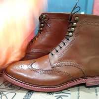 New Handmade Brown Ankle High Leather Dress boots - Thumbnail 1