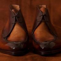 New Handmade Two Tone Leather Chukka Lace Up Boot - Thumbnail 1