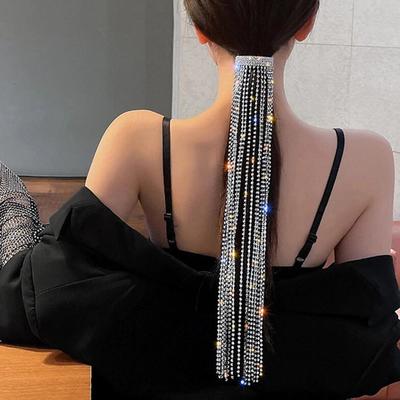 Long tassel rhinestone hairpins