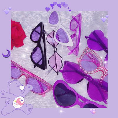 Fashion Purple Heart Shape Sunglasses