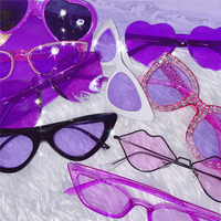 Fashion Purple Heart Shape Sunglasses - Thumbnail 1
