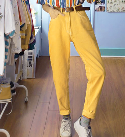 RETRO STYLE LOOSE PANTS IN LEMON 