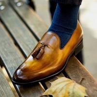 Luxurious Twotone Handmade Loafers Slips On Shoes, Handmade Mens Moccasin Brown Office Shoes  - Thumbnail 1