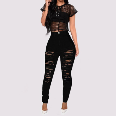Slim stretch high waist denim pants