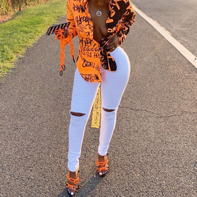 Slim high stretch ripped jeans