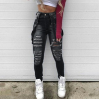Design High Waist Ripped Denim Trousers - Thumbnail 2