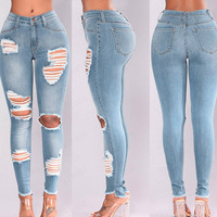 Ripped Denim Skinny Jeans - Thumbnail 2
