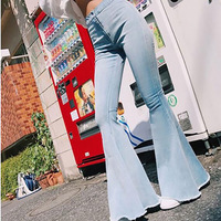Women'S Solid Color Sexy High-Waisted Denim Trousers - Thumbnail 3