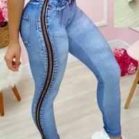 Zipper Women's Blue Skinny Jeans - Thumbnail 2