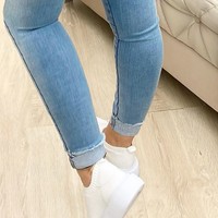 Women'S Blue High Waist Jeans - Thumbnail 2