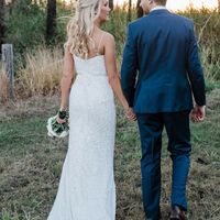 Sparkly Mermaid V Neck Sequins Wedding Dress for Bride,984 - Thumbnail 1