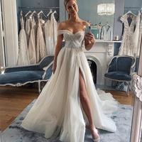 Off the Shoulder Wedding Dresses,High Split Brdial Gowns,985 - Thumbnail 2
