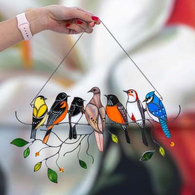 Acrylic birds glass window hangings panel