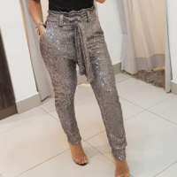 Casual Women's Fashion V-neck Sequined Pants - Thumbnail 1