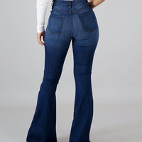 Slim Fashion Ripped Denim Stretch Flared Pants - Thumbnail 4